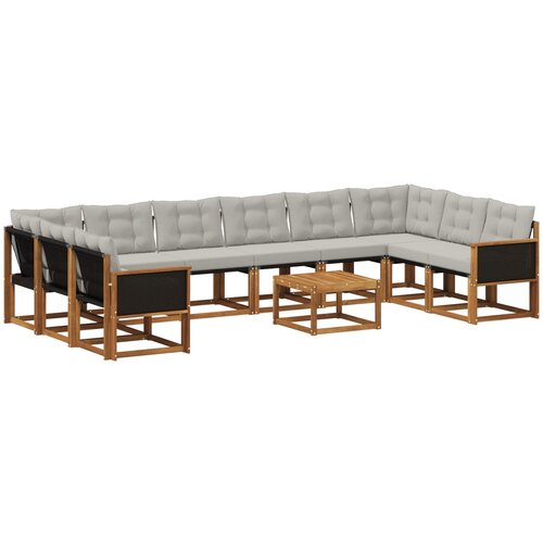  Set vanjskih sofa s jastukom 11 pcs Prirodna i Svjetlosiva Cene