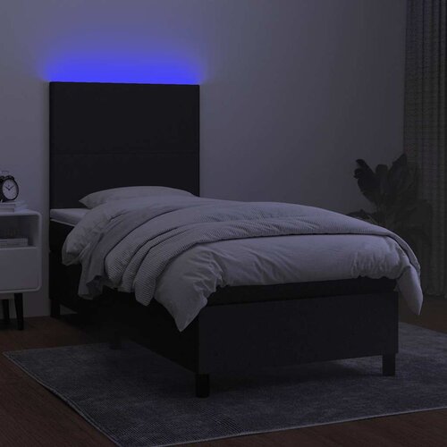  box spring s madracem LED crni 90x200 cm od tkanine Slike