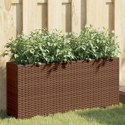 Furnova Vrtna korita z 2 loncema 2 kosa rjava 90x20x40 cm poli ratan, (22014451) Slike