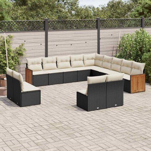  13-dijelni set vrtnih sofa s jastucima poliratan crni Cijene