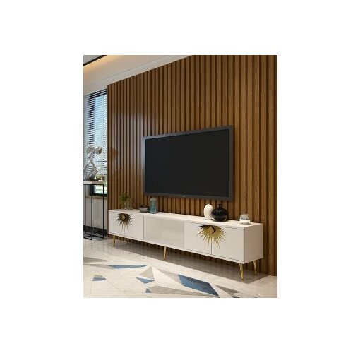 Hanah home Hanah Kućni TV komoda Nida, 150x40,6x29,6 cm, Bijelo-zlatna boja Cene