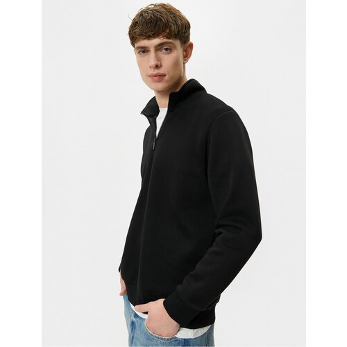 Koton Half Zipper Sweatshirt Basic Stand Collar Ribbed Long Sleeve Slike