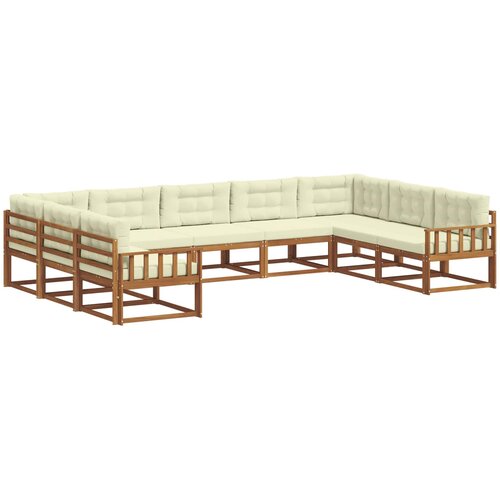  Set vanjskih sofa 9 kom. Prirodna i krem Smeđa 404 x 247,5 x 73 cm Slike