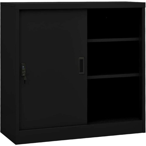  Uredski ormarić s kliznim vratima crni 90 x 40 x 90 cm čelični Cene