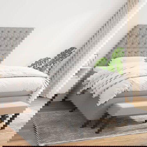 The Living Store Box spring postelja z vzmetnico svetlo siva 90x200 cm blago - Box Spring Postelja, (21519423) Cene