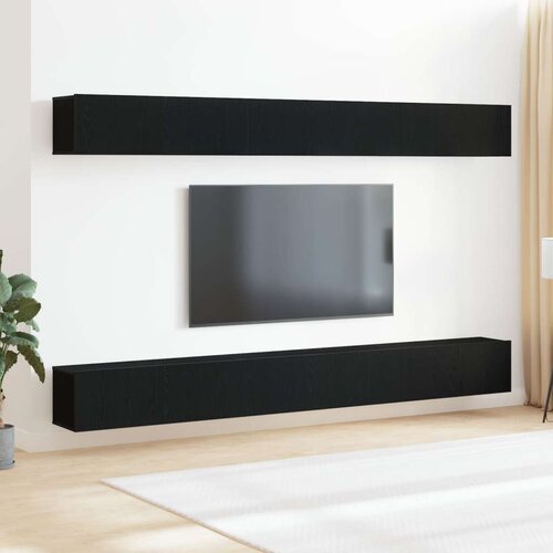  Set TV ormara od 6 komada crni hrast konstruirano drvo Cijene