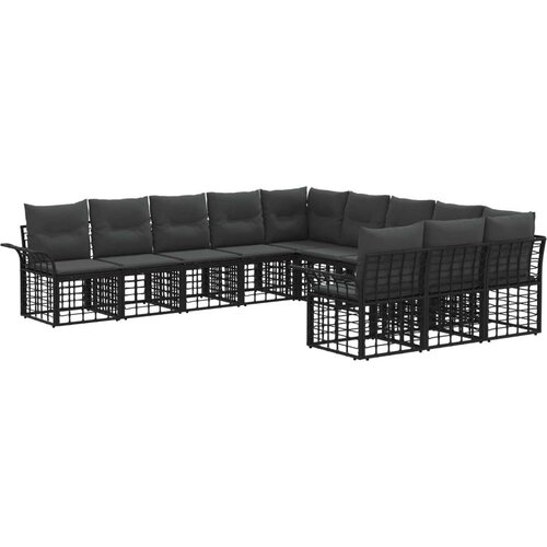  Set vanjskih sofa s jastukom 11 pcs Crna i tamno siva Poliester Cijene