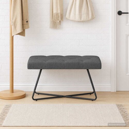  Klupa s gumbastim tkanjem Tamnosiva 80 x 40 x 46 cm Tkanina Cijene