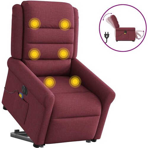 VidaXL električni masažni naslanjač s funkcijo vstajanja vinsko rdeč Slike