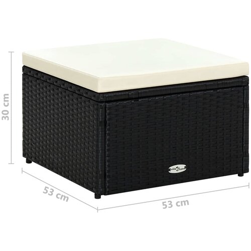  Tabure od Poliratana 53x53x30 cm Crni Slike