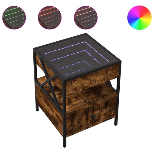  Noćni ormarić s beskonačnim LED boja hrasta 40 x 40 x 51 cm Smeđa Slike