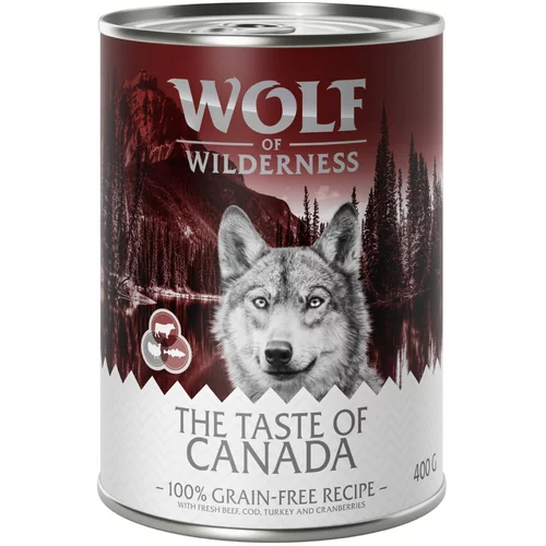 Wolf of Wilderness Varčno pakiranje "The Taste Of" 12 x 400 g - Canada - govedina, puran, polenovka