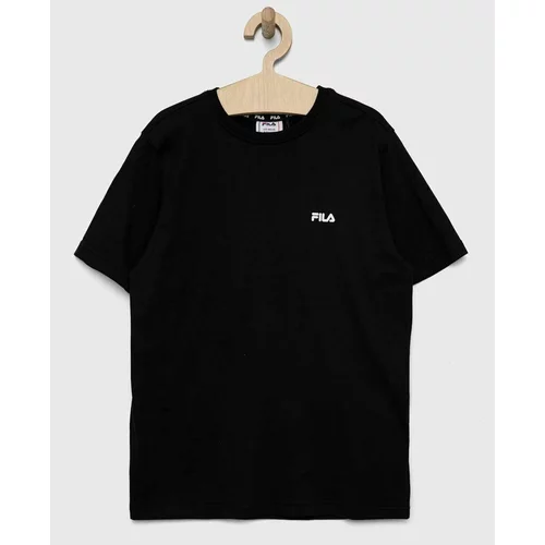Fila Otroška bombažna kratka majica črna barva
