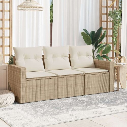  3-dijelni set vrtnih sofa od poliratana s jastucima bež Slike