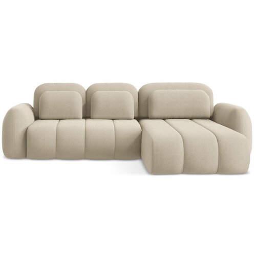 Makamii Svjetlo smeđa sklopiva/s prostorom za odlaganje kutna garnitura od bouclé tkanine (s desnim kutom/s ležaljkom) Pele – Cijene