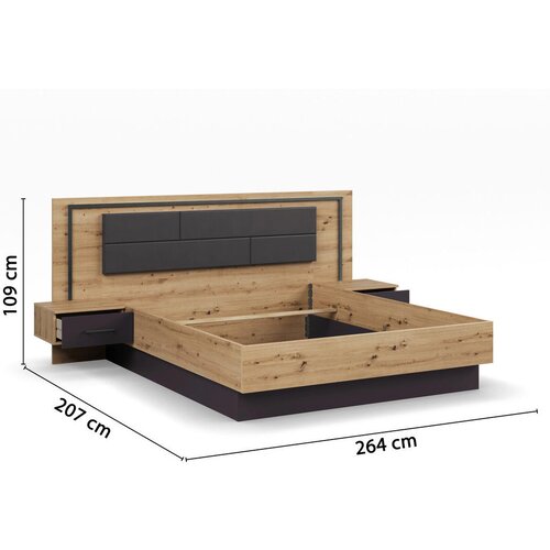 Rauch M&amp;ouml;bel POSTELJNA GARNITURA 180 cm x 200 cm , tekstil, leseni material siva, hrast artisan Slike
