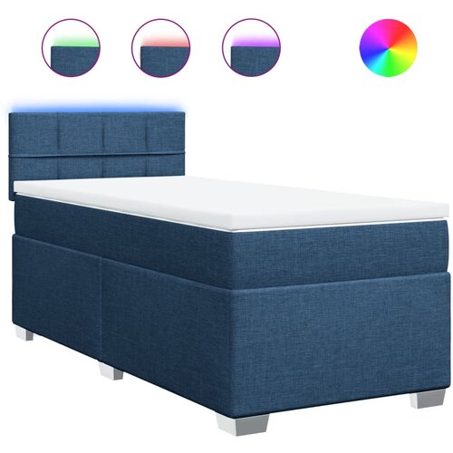 VidaXL Krevet s oprugama i madracem plavi 80x200 cm od tkanine Slike