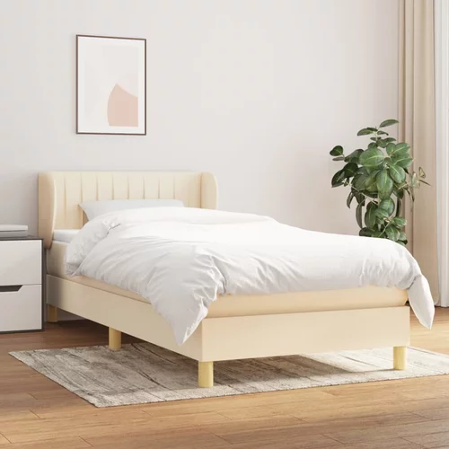  Krevet s oprugama i madracem krem 90 x 200 cm od tkanine