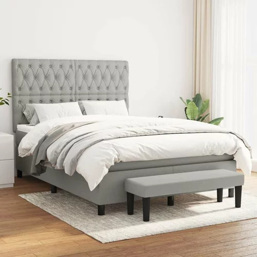  Box spring posteljni z vzmetnico svetlo siv 140x190 cm blago, (20736563)