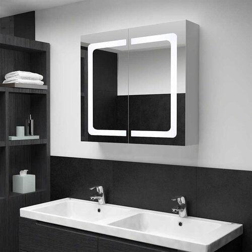  LED kupaonski ormarić s ogledalom 80 x 12,2 x 68 cm Slike