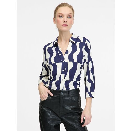 Orsay Dark blue women's blouse with collar - Women's Cene