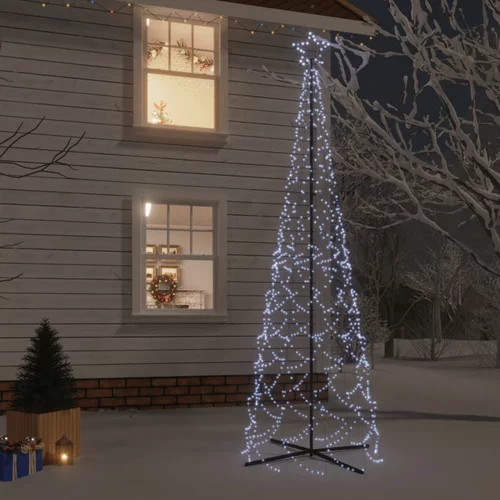 vidaXL Stožasto božićno drvce hladno bijelo 500 LED žarulja 100x300 cm