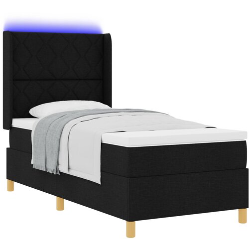 vidaXL Krevet s opružnom podlogom i madracem & LED Crni 100x200 cm Tkanina Cijene