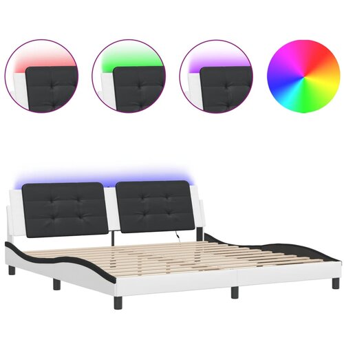 vidaXL Okvir kreveta LED bijelo-crni 200 x 200 cm umjetna koža Cene