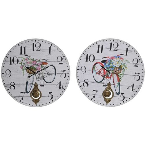  Zidni sat DKD Home Decor Bicikl Metal Pisana Drvo MDF (2 kom.) (58 x 4 x 58 cm) Cijene