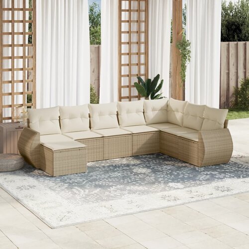 vidaXL 8-dijelni set vrtnih sofa od poliratana s jastucima bež Cijene