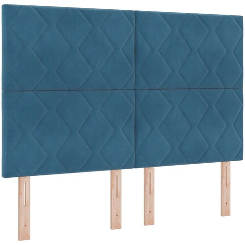 vidaXL vzglavje z diamantnim blokovnim dizajnom temno modro 140 cm žamet, (22080666) Cene