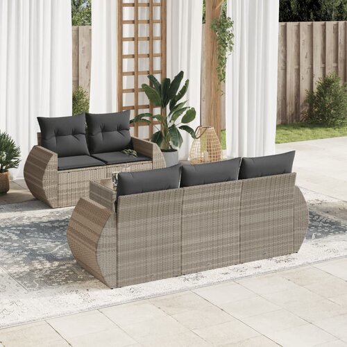 vidaXL 6-dijelni set vrtnih sofa od poliratana s jastucima svjetlosivi Cijene