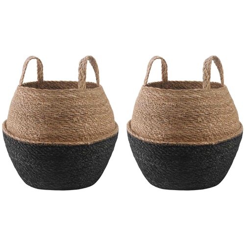  Saksija za biljke s ručkama 2 pcs Crna &amp;Oslash; 32 x 32 cm Slike