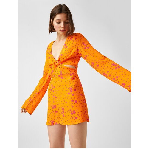 Koton Floral Jumpsuit Mini Long Bell Sleeve Window Detailed Slike