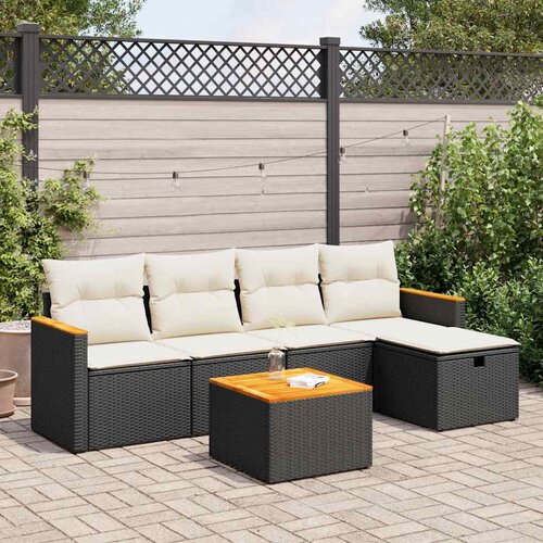  6-dijelni set vrtnih sofa s jastucima crni od poliratana Slike