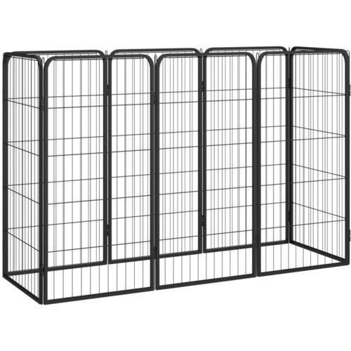 VidaXL Ograda za pse s 8 panela crna 50 x 100 cm čelik obložen prahom Slike