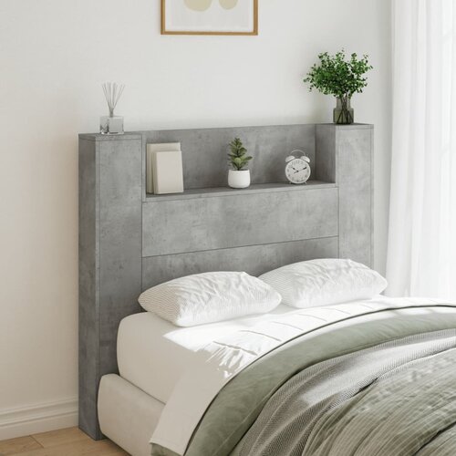 vidaXL Omarica za vzglavje postelje LED beton. siva 120x16,5x103,5 cm Cene