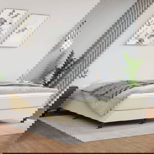 VidaXL Posteljni okvir krem 140x190 cm umetno usnje Slike