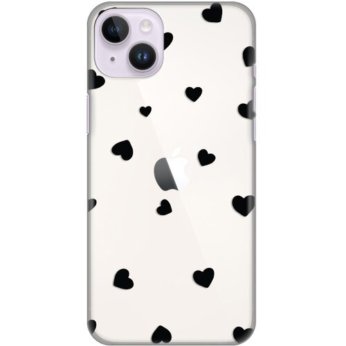 silikonska maska za iPhone 14 Plus 6.7 Hearts Print Skin providna Slike