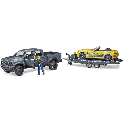 Bruder polu-kamion s prikolicom i sportskim automobilom Cene