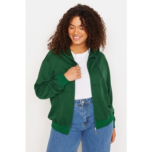 Trendyol Curve Plus Size Sweatshirt - Green - Oversize Slike