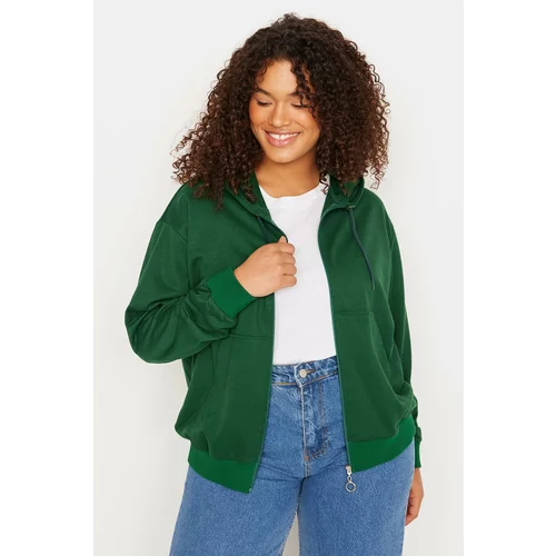 Trendyol Curve Plus Size Sweatshirt - Green - Oversize