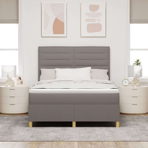  Kutni krevet Taupe Tkanina 160 x 200 cm Krevetna konstrukcija Slike