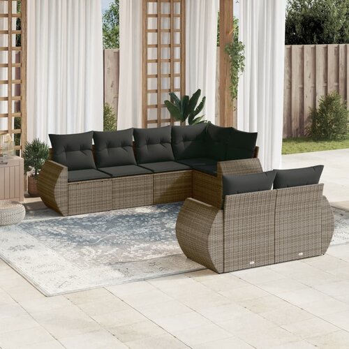 VidaXL 7-dijelni set vrtnih sofa sivi od poliratana Slike