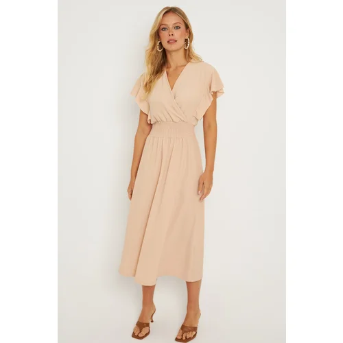 Cool & Sexy Women's Vanilla Wrap Double Breasted Midi Dress