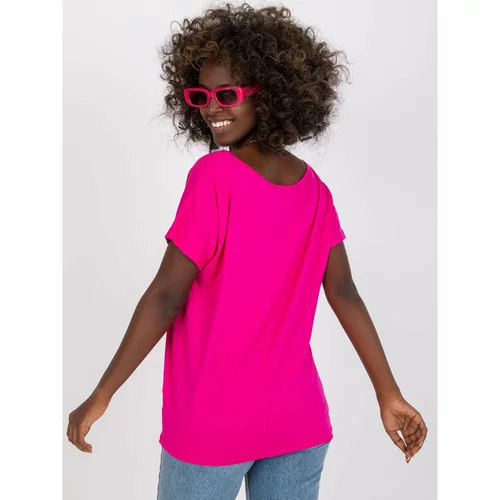 Fashion Hunters Fuchsia single-color Aileen V-neck t-shirt