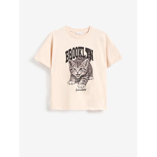 Reserved Ležerni t-shirt s printom - boja kože Cijene