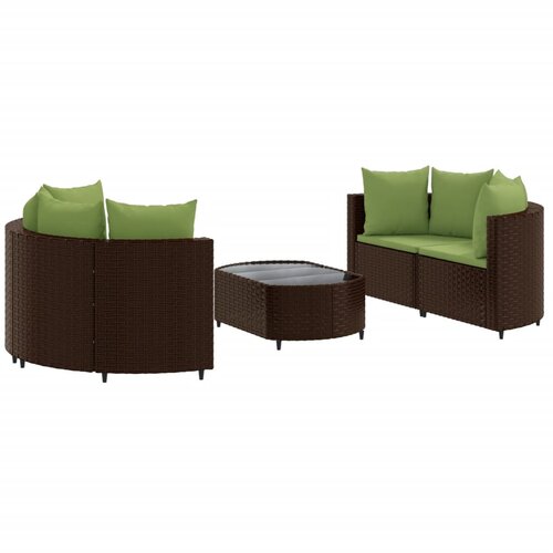 vidaXL 5-dijelni set vrtnih sofa s jastucima poliratan smeđi Cijene