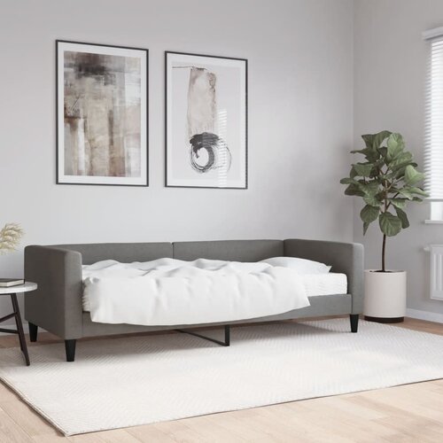 VidaXL Dnevna postelja z vzmetnico temno siva 80x200 cm blago Slike