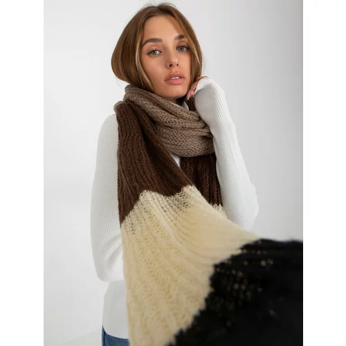 Fashion Hunters Women's black-brown knitted winter scarf
